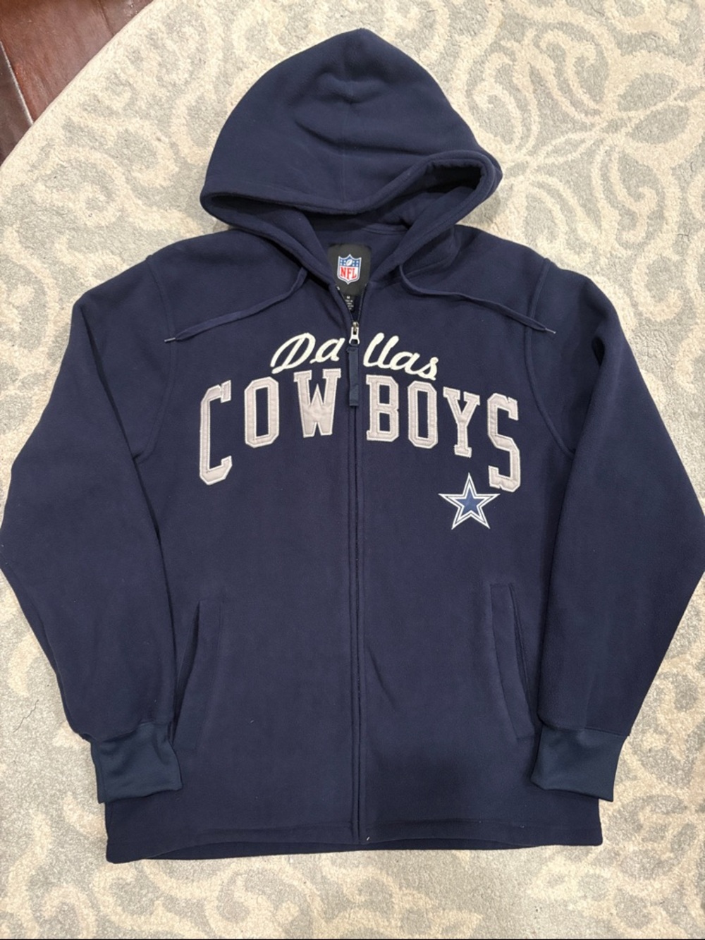 NFL Dallas Cowboys Navy Blue Full-Zip fleece Hoodie